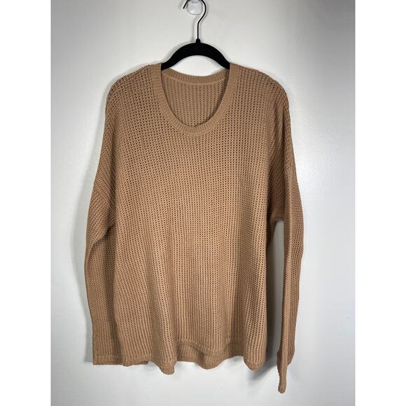 Lululemon Easy Embrace Long Sleeve Sweater Beech Wood Tan Cotton L / XL - Picture 7 of 10